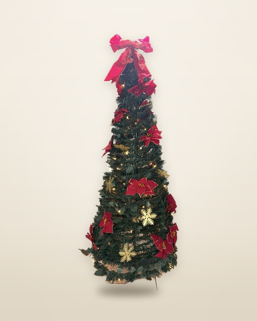Red Poinsettia Slim Pop-Up Christmas Tree, 4½ ft