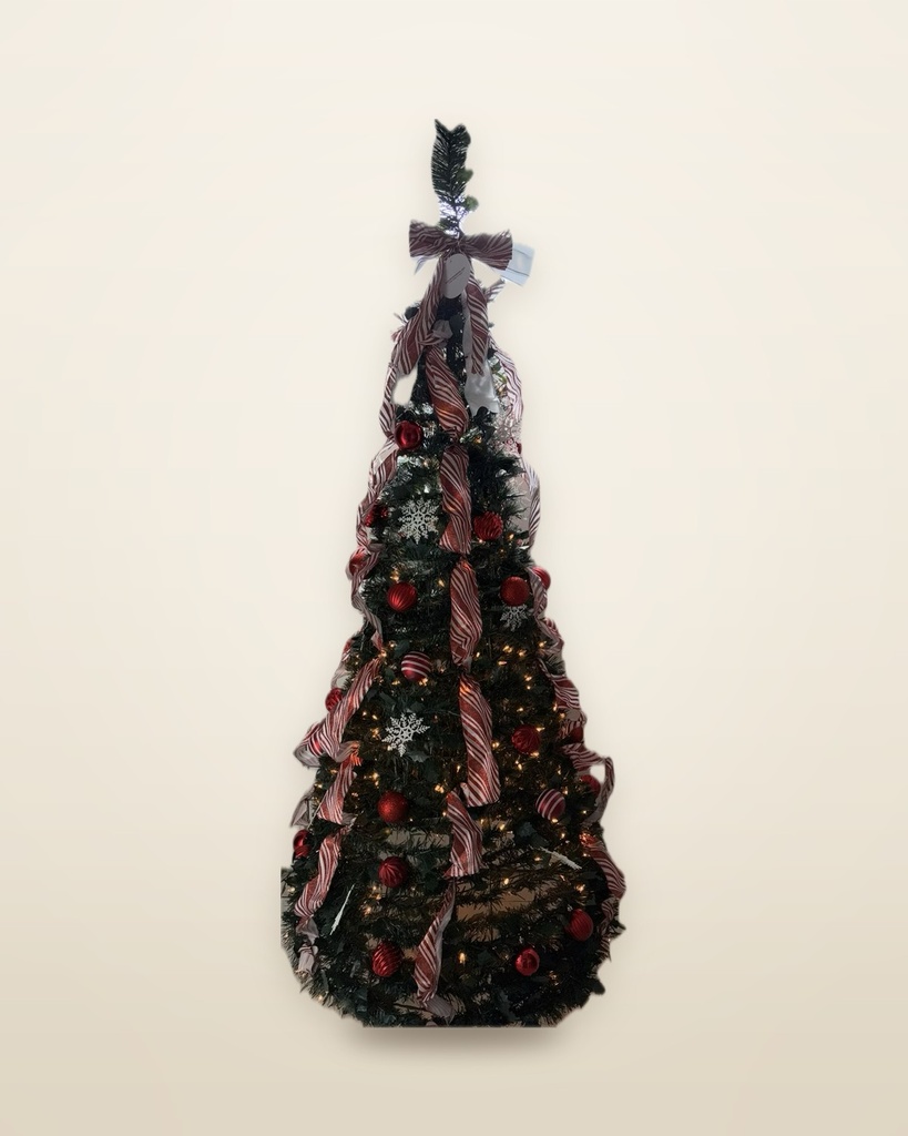 Candy Cane Ribbon Pop-Up Christmas Tree, 7½ ft