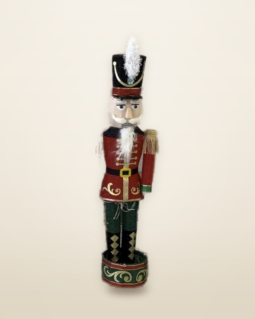 Red Soldier Nutcracker with White Plume