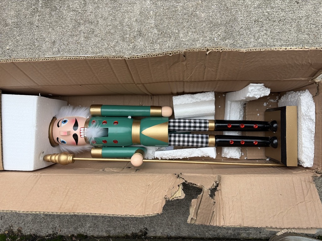36in Traditional Nutcracker, Green with Staff