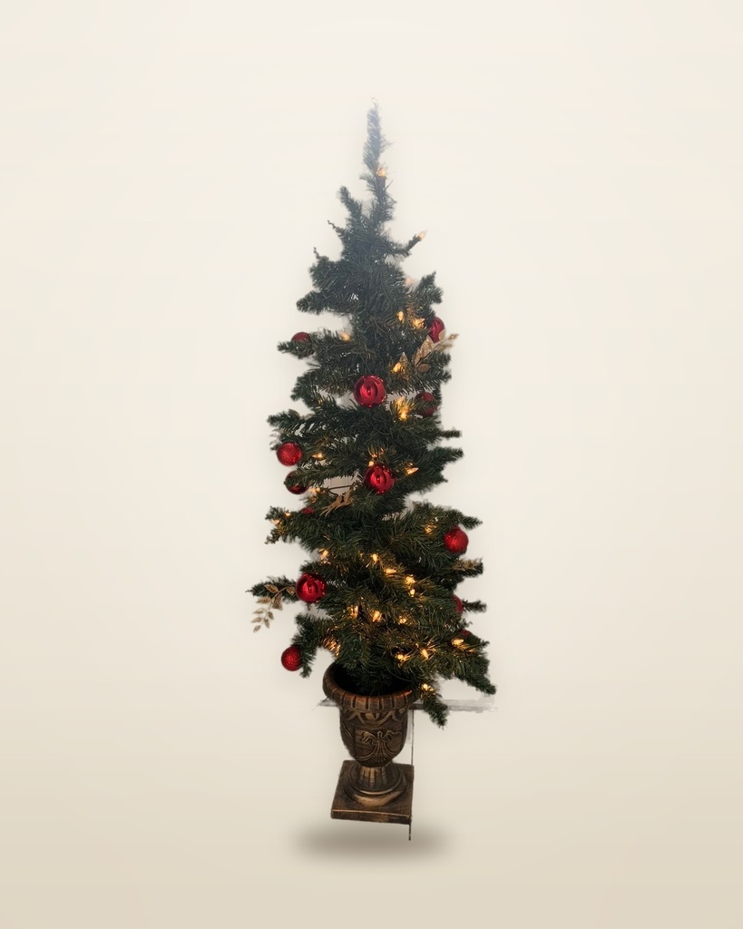 Set of 2 Pre-Lit 4ft Porch Trees with Lantern Planters