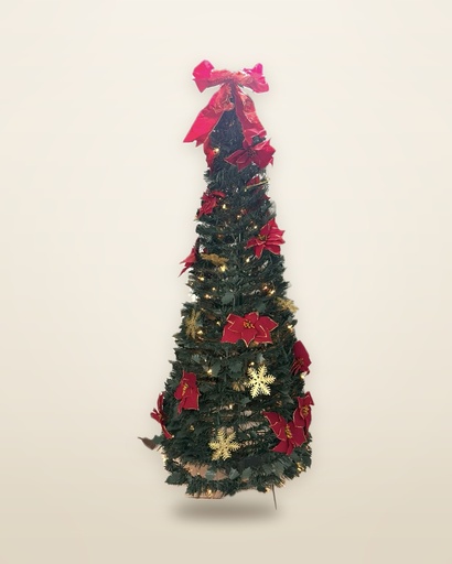 Red Poinsettia Slim Pop-Up Christmas Tree, 4½ ft