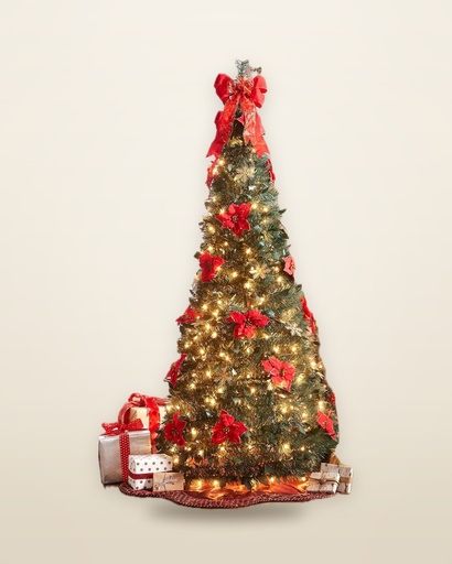 Red Poinsettia Pop-Up Christmas Tree, 7½ ft