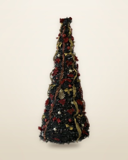 Red & Gold Ribbon Pop-Up Christmas Tree, 6 ft
