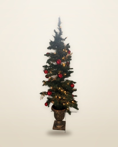 Set of 2 Pre-Lit 4ft Porch Trees with Lantern Planters